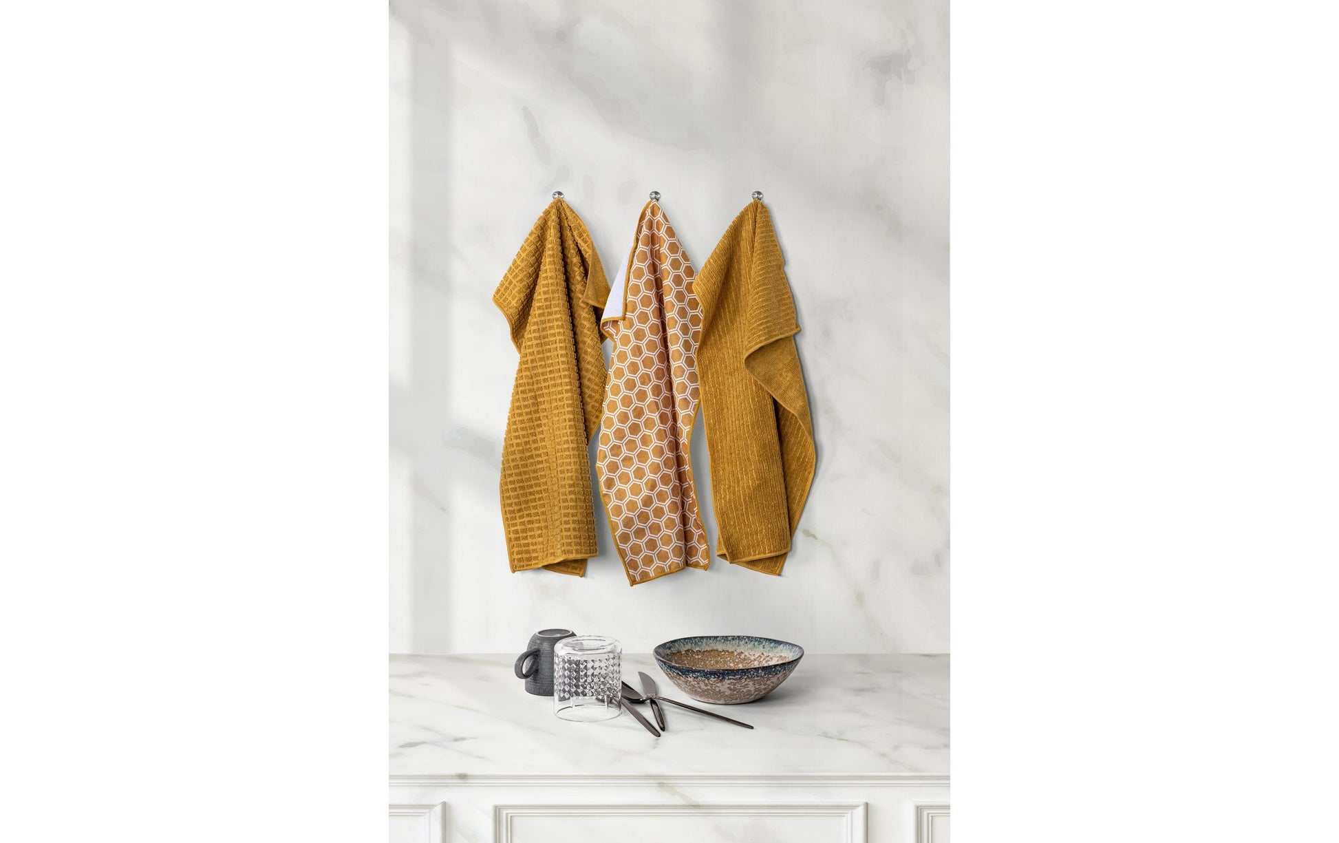 Tiseco Geschirrtuch ESSENTIAL – grün – 40 × 60 cm – Polyester – 3er-Set