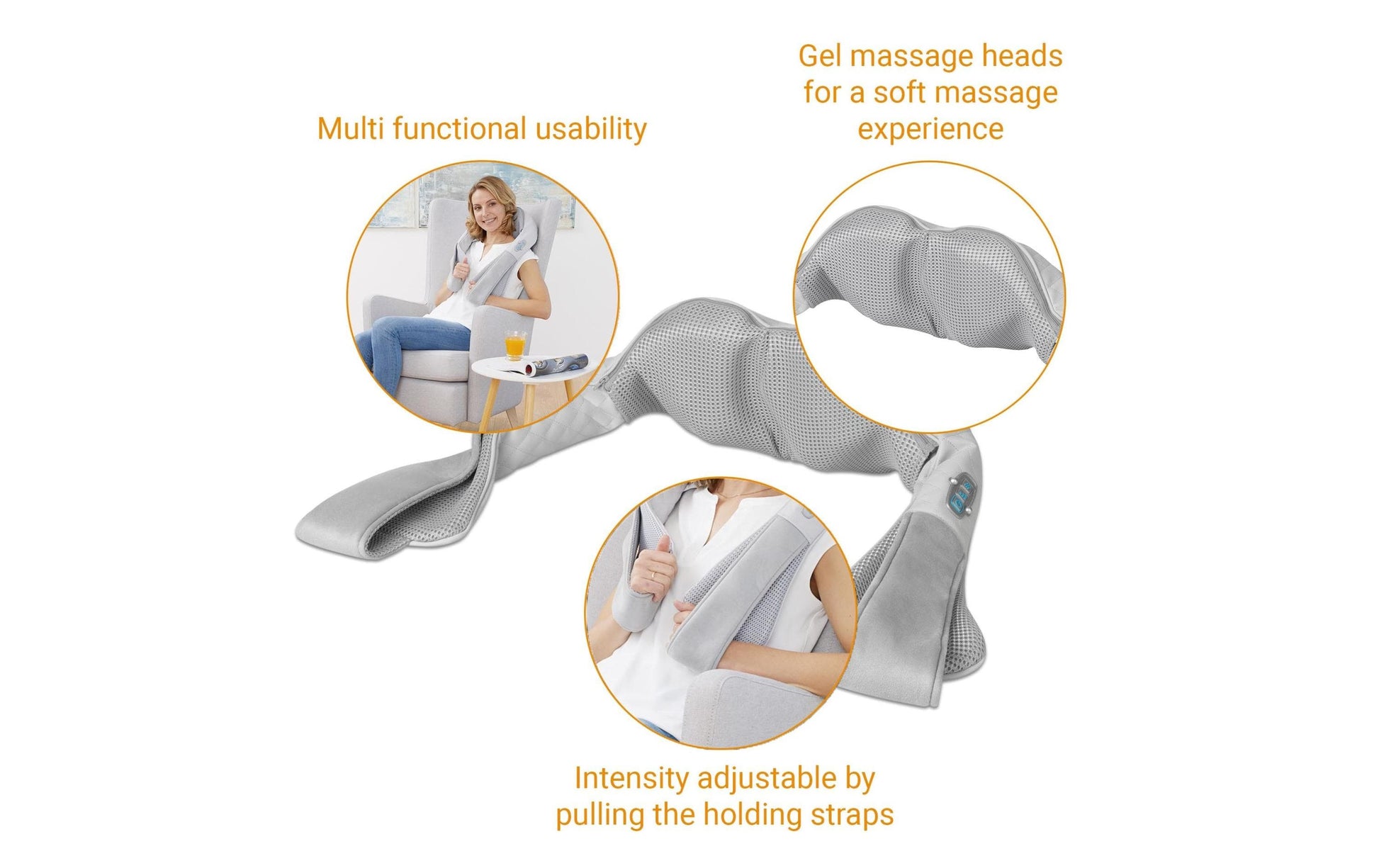Medisana Shiatsu-Nackenmassagegerät – Grau, 1140 × 130 × 180 mm (B×H×T), 1690 g, Wärmefunktion