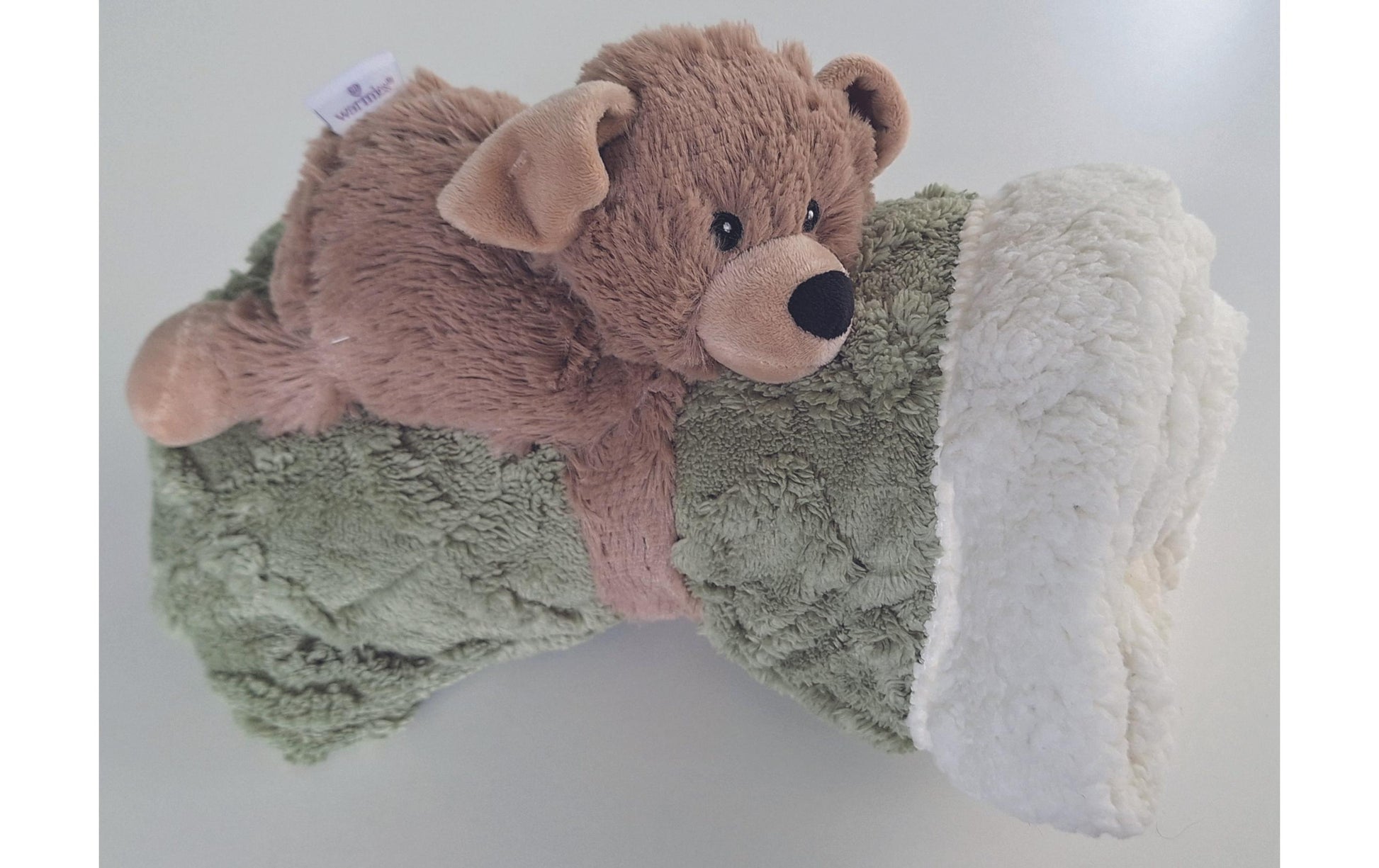 Warmies Plüschtier Hund mit Kuscheldecke – Plüsch – Braun, Grün