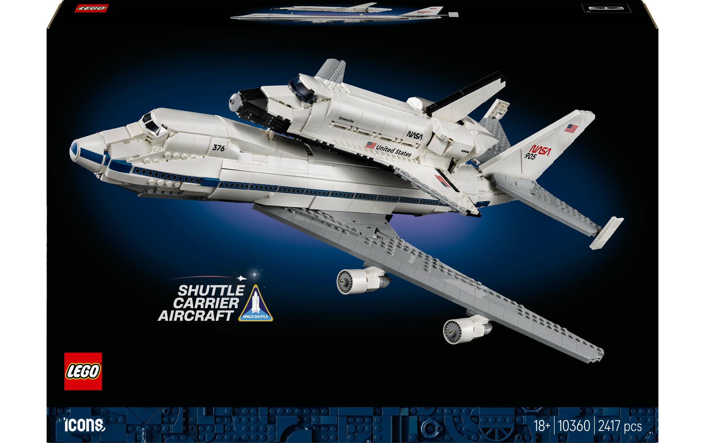 LEGO Icons 747 Shuttle Carrier Flugmodell – 2417-teilig – 37,8 × 10,3 × 55,5 cm – ab 18 Jahren