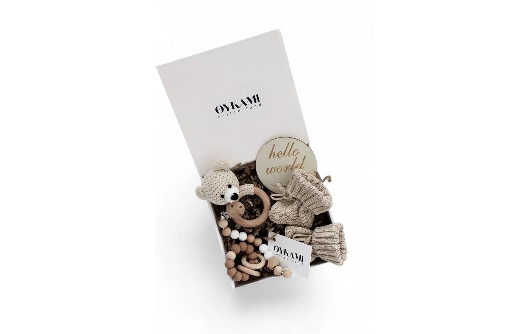 OYKAMI Geschenkbox Phoenix – Holz, mit Beissring und Schnullerkette – ab 0 M.