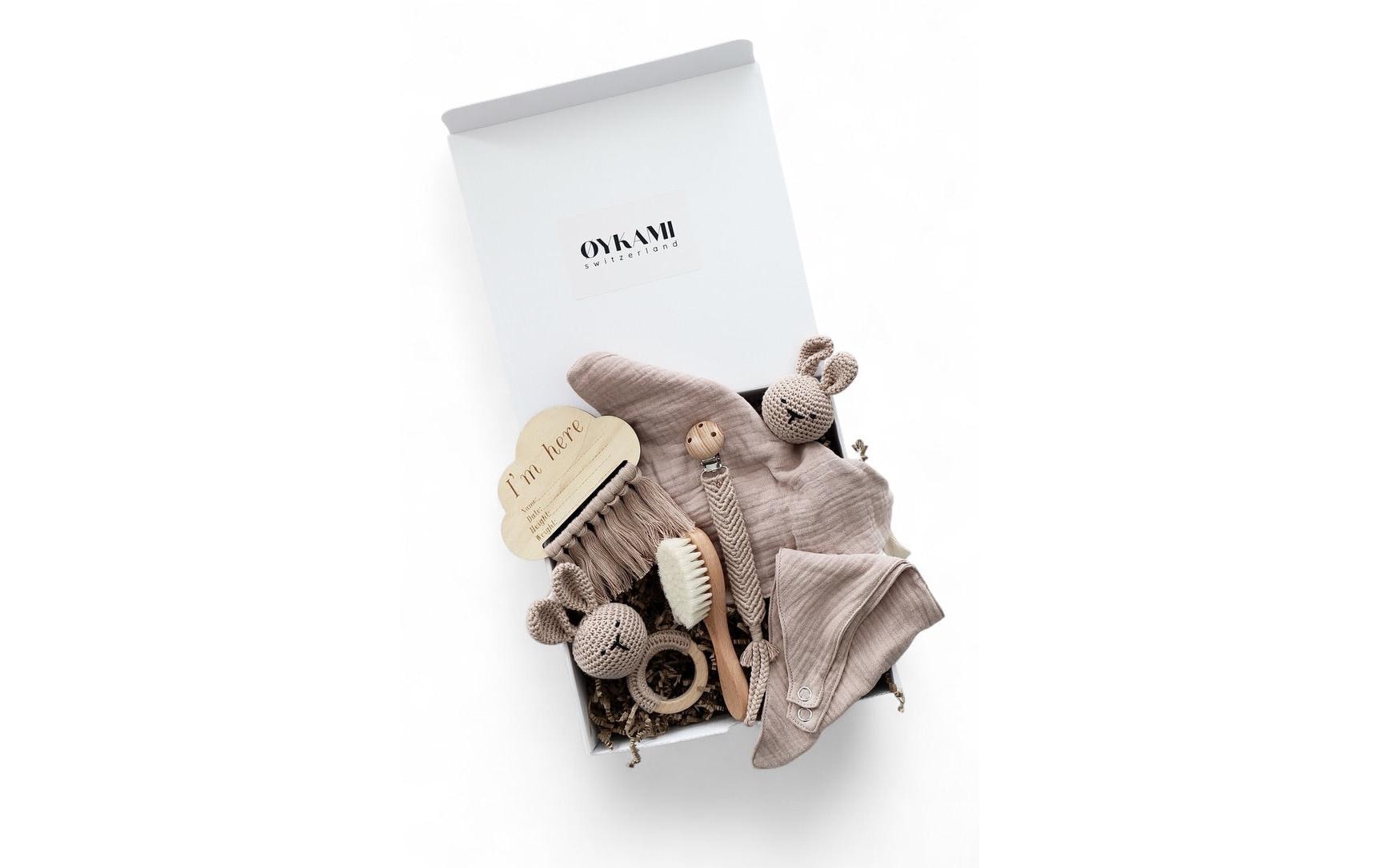 OYKAMI Geschenkbox – Baumwolle, Holz, Rosa