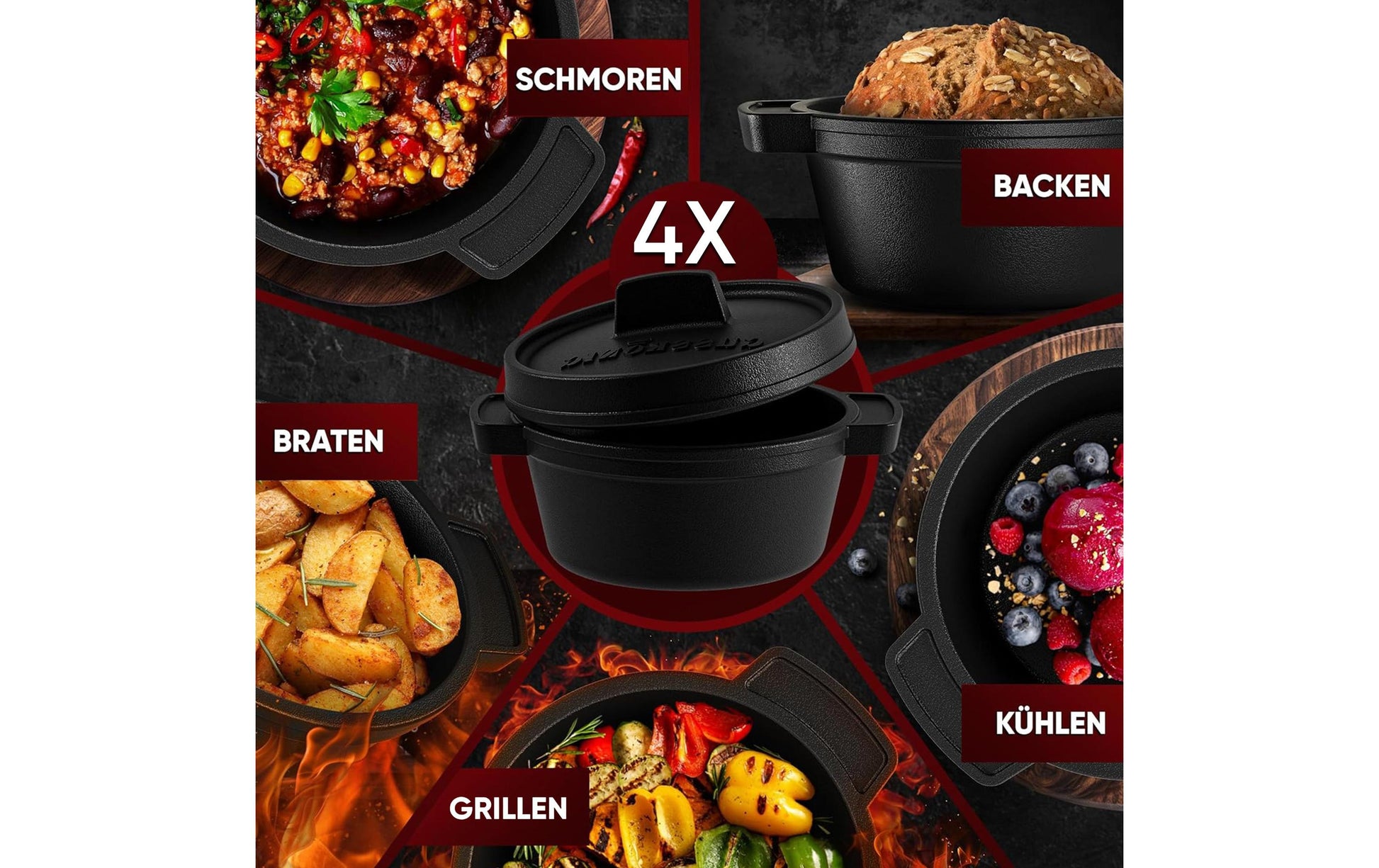 Gusskoenig Kochtopf – 0,3 l, Gusseisen, Schwarz