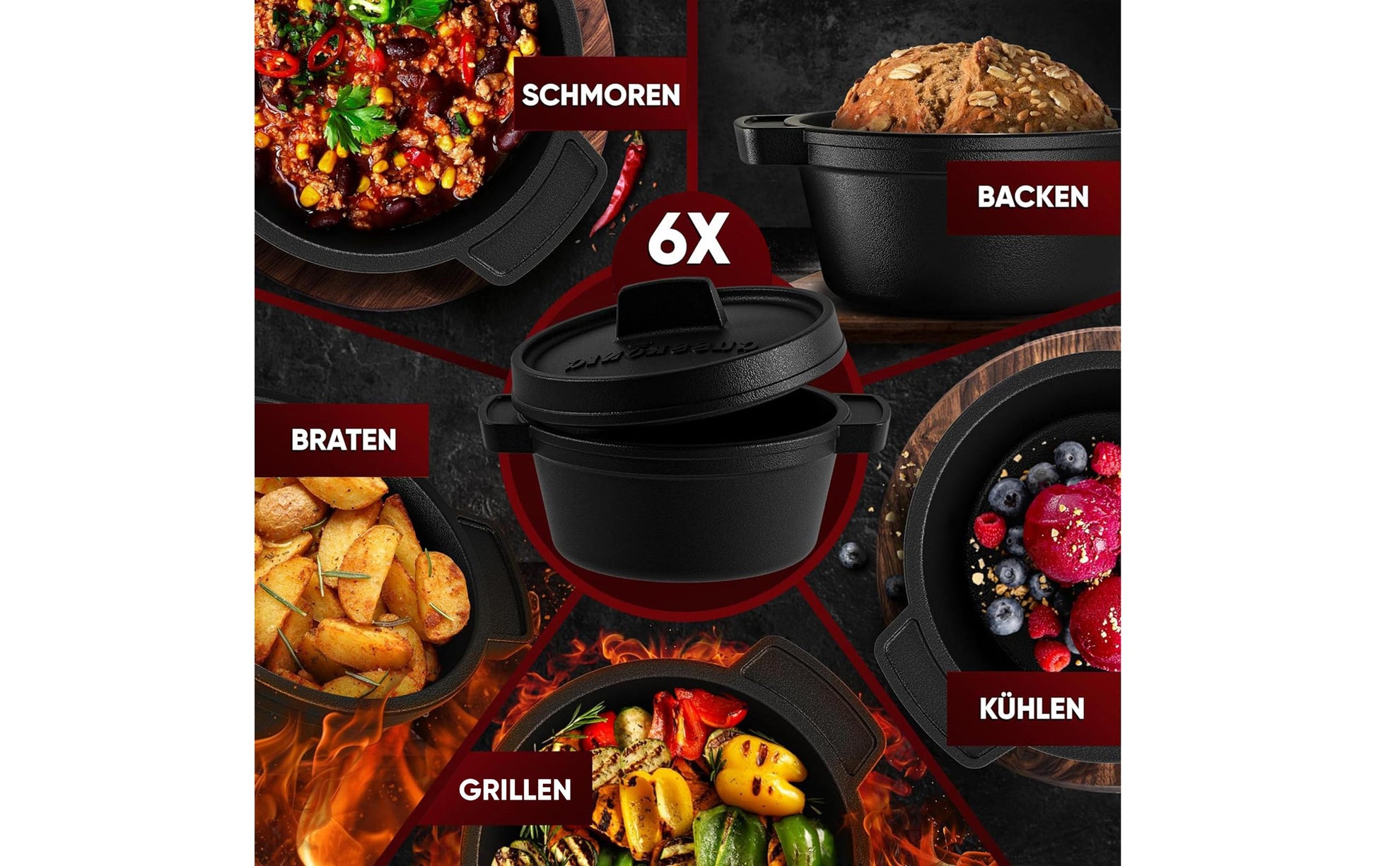Gusskoenig Kochtopf – Ø 8 cm – Gusseisen – Schwarz