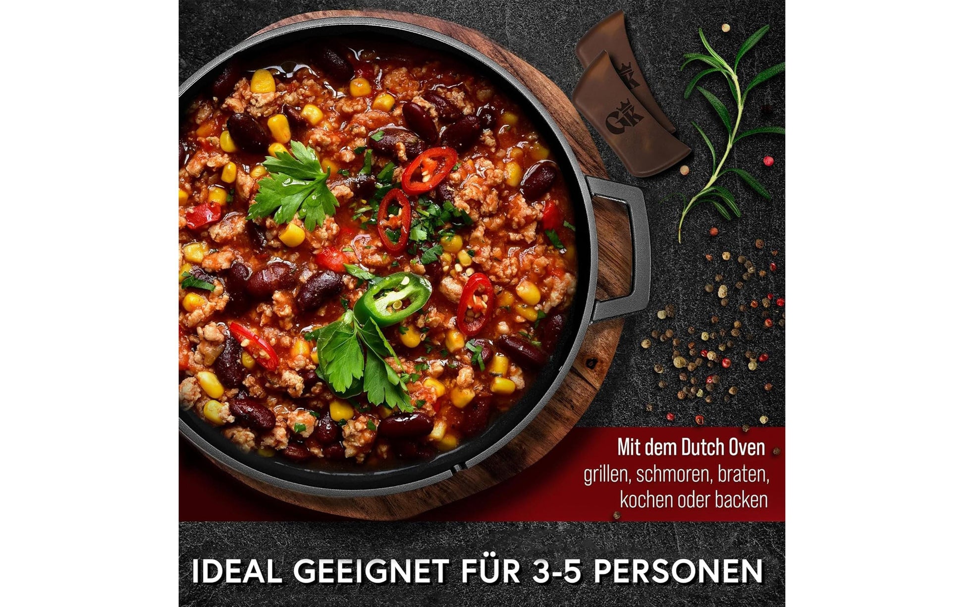 Gusskoenig Kochtopf – 4,8 l & 1,8 l, Gusseisen, Schwarz
