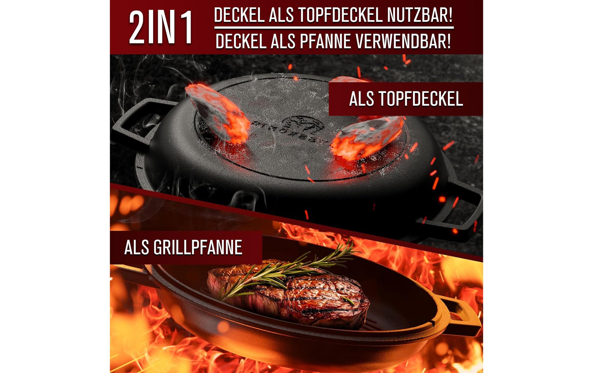 Gusskoenig Kochtopf – 4,8 l & 1,8 l, Gusseisen, Schwarz