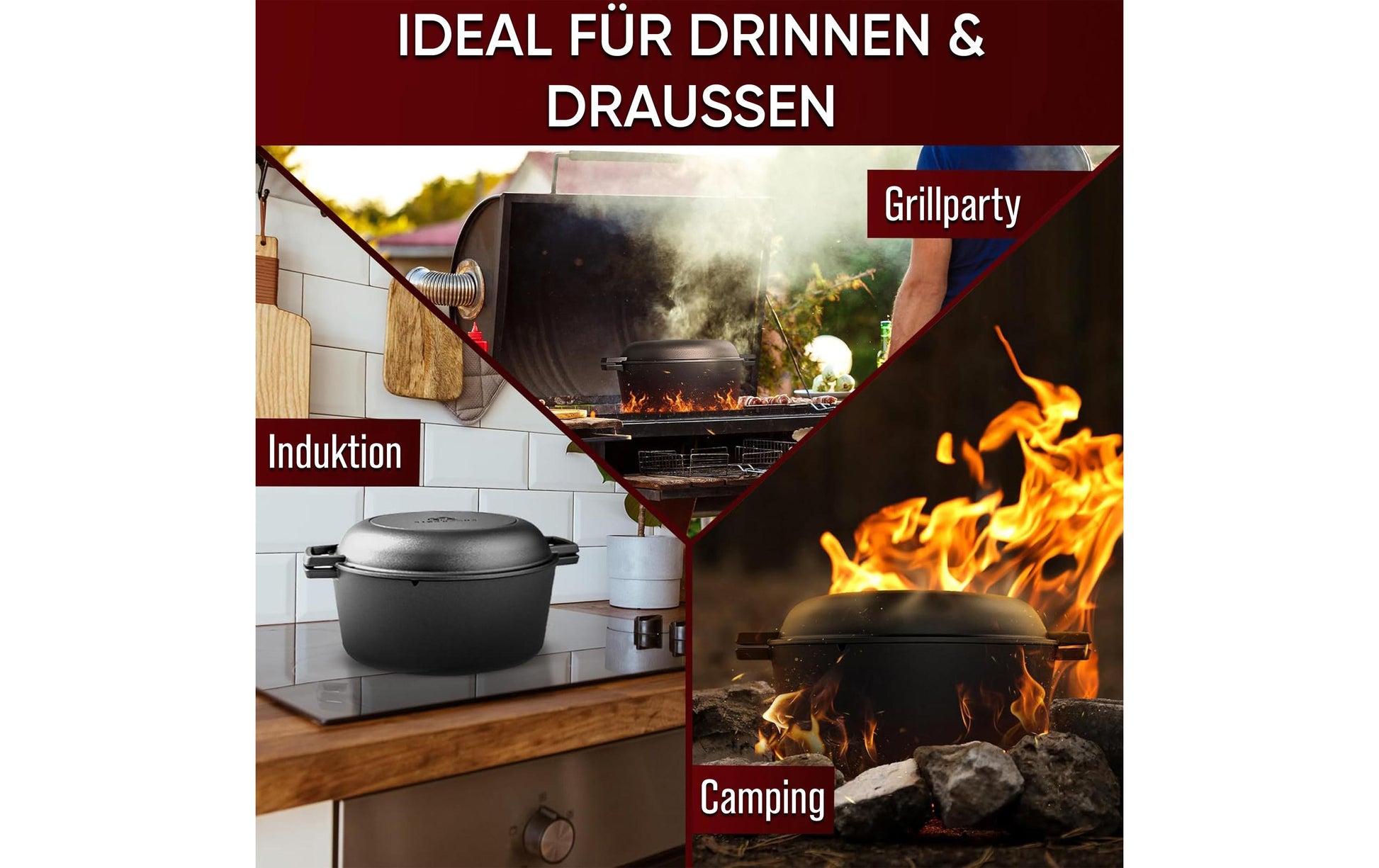 Gusskoenig Kochtopf – 4,8 l & 1,8 l, Gusseisen, Schwarz