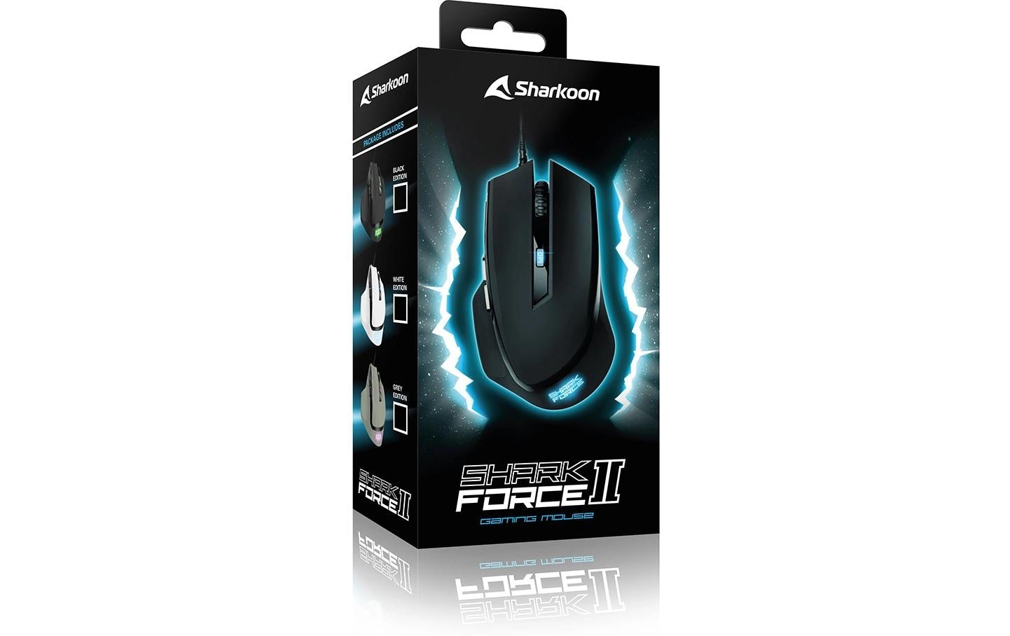 R-Go Tools Sharkoon SHARK Force II – Gaming-Maus – Kabelgebunden (USB-A), 4200 DPI, Rechts, Weiss