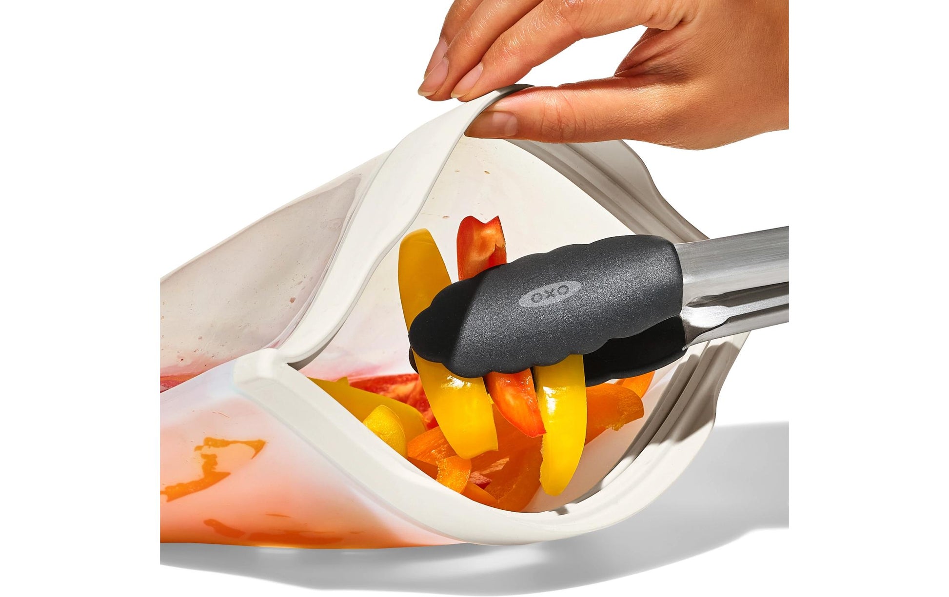 OXO Vorratsdose 1,8 l, 30,5 × 10,7 × 21 cm, Silikon, Transparent/Weiss