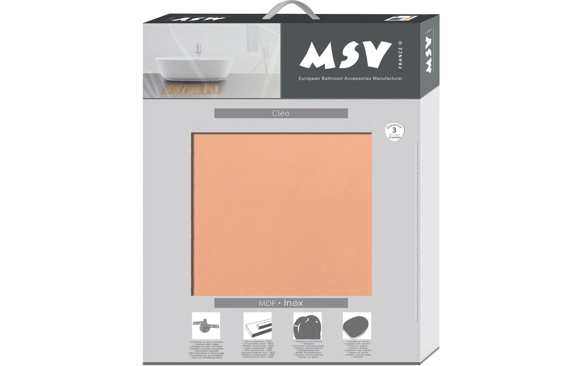 Msv WC-Sitz – Pfirsich, 37 × 45 cm