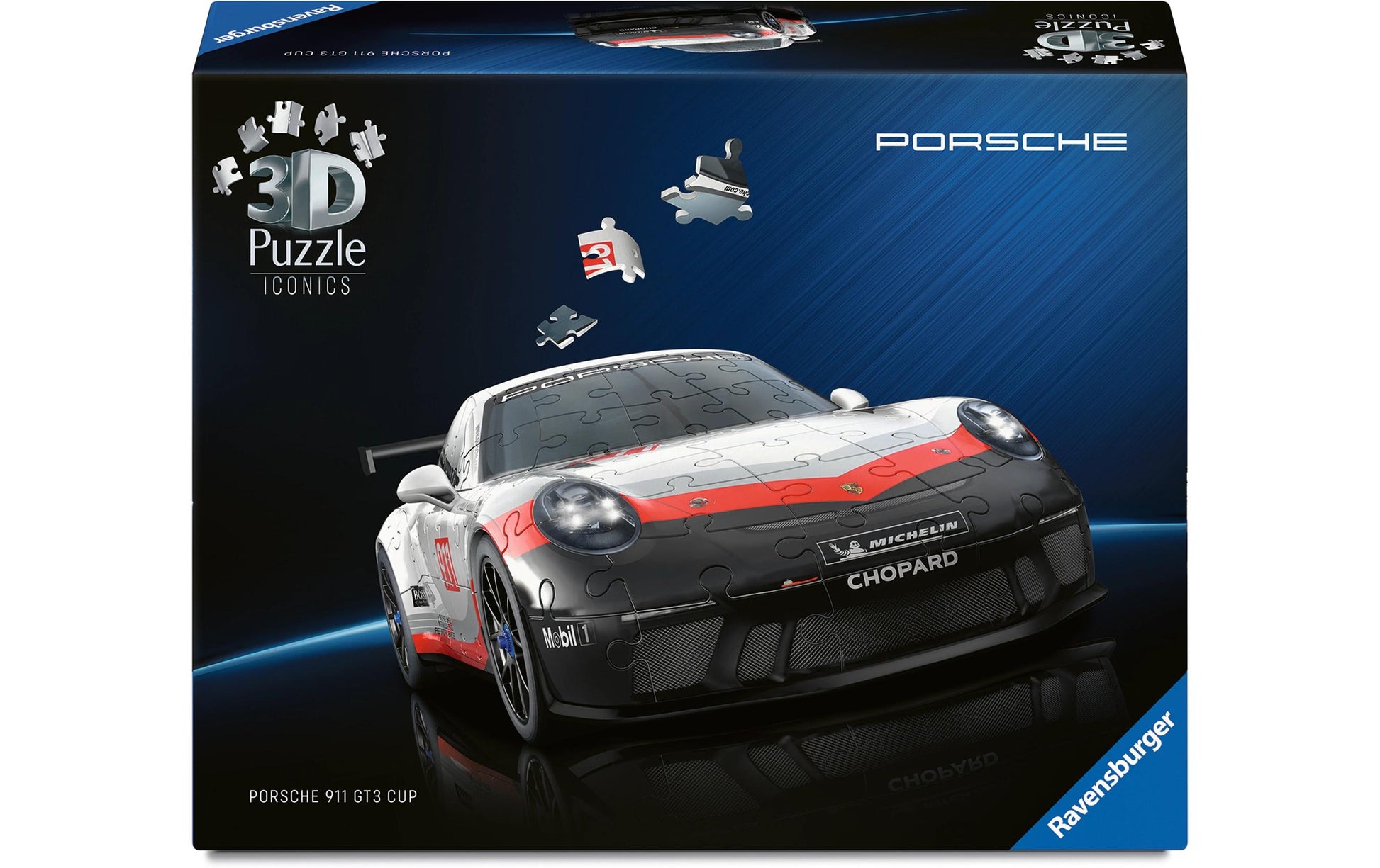 Ravensburger Iconics Porsche 911 GT3 Cup 3D Puzzle – 108 Teile – 25,1×11,1×8 cm – ab 8 Jahren