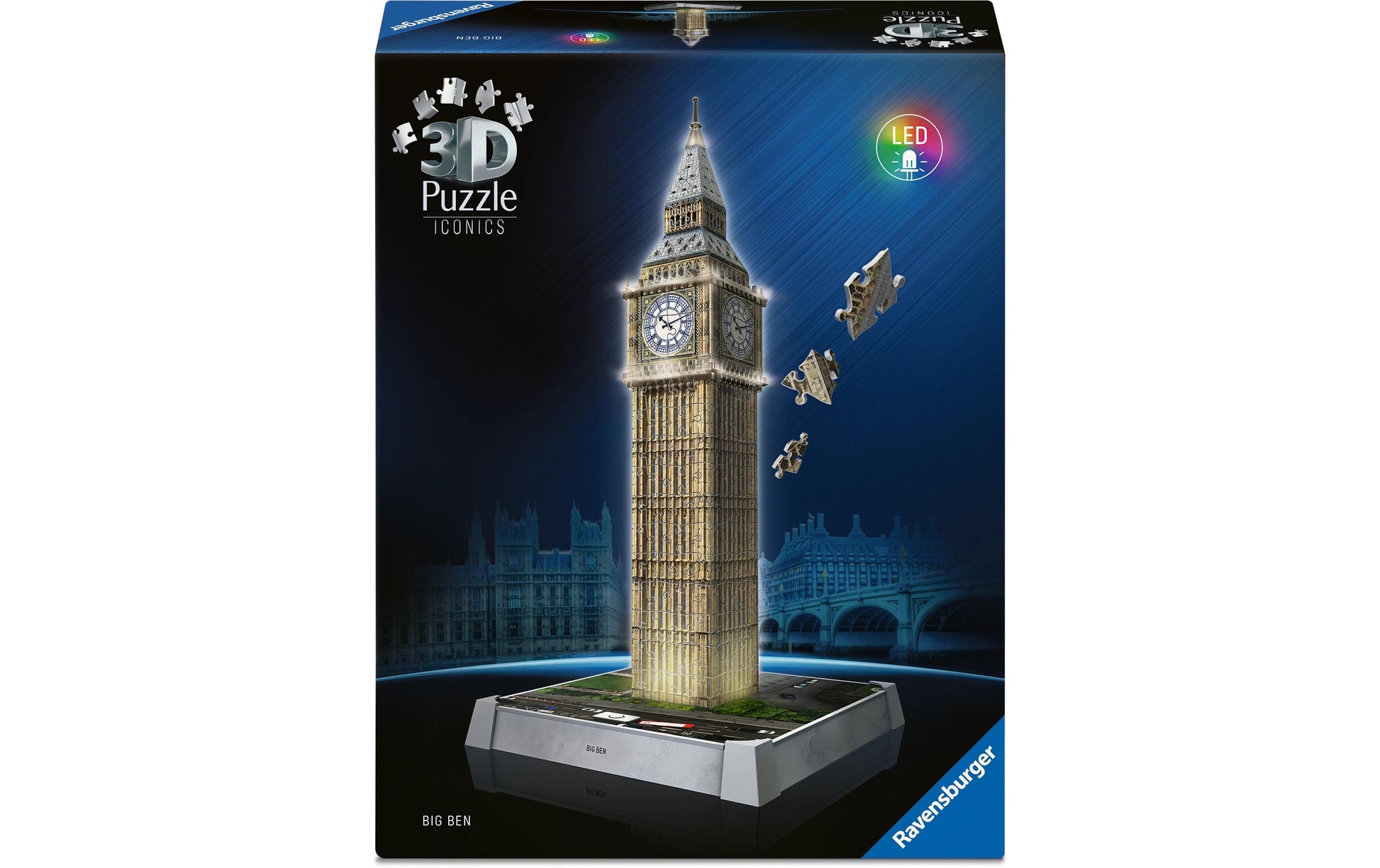 Ravensburger 3D Puzzle Iconics Big Ben – mit Licht – 216 Teile – 20,9 × 20,9 × 44 cm – ab 8 Jahren – FSC