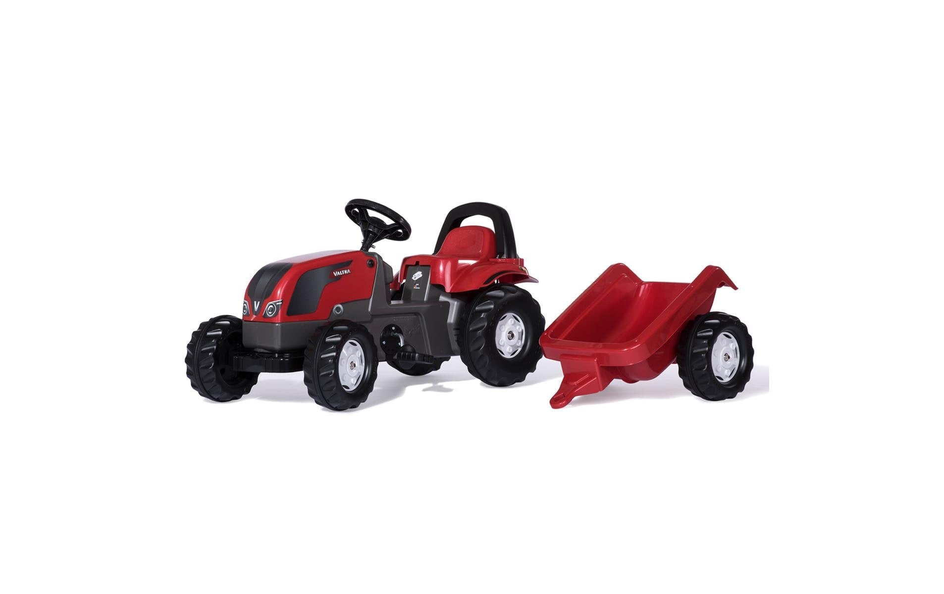 rolly toys rollyKid Valtra Aufsitztraktor – mit Anhänger – 52 × 47 × 134 cm – ab 2,5 Jahren – Kunststoff – rot