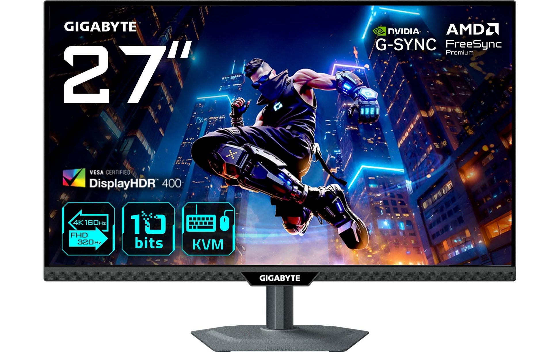 GIGABYTE M27UP – 27", 3840 × 2160 (4K), IPS, 160 Hz, USB-C 18 W, DisplayHDR 400