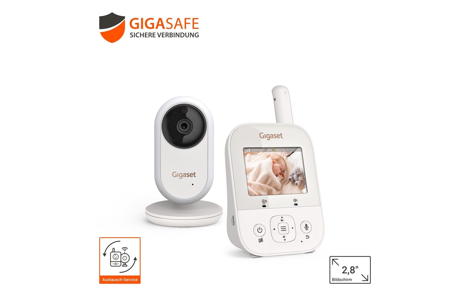 Gigaset Baby 300 Video – Babyphone, Video, FHSS, Akkubetrieb, Reichweite bis 300 m, Creme/Weiss