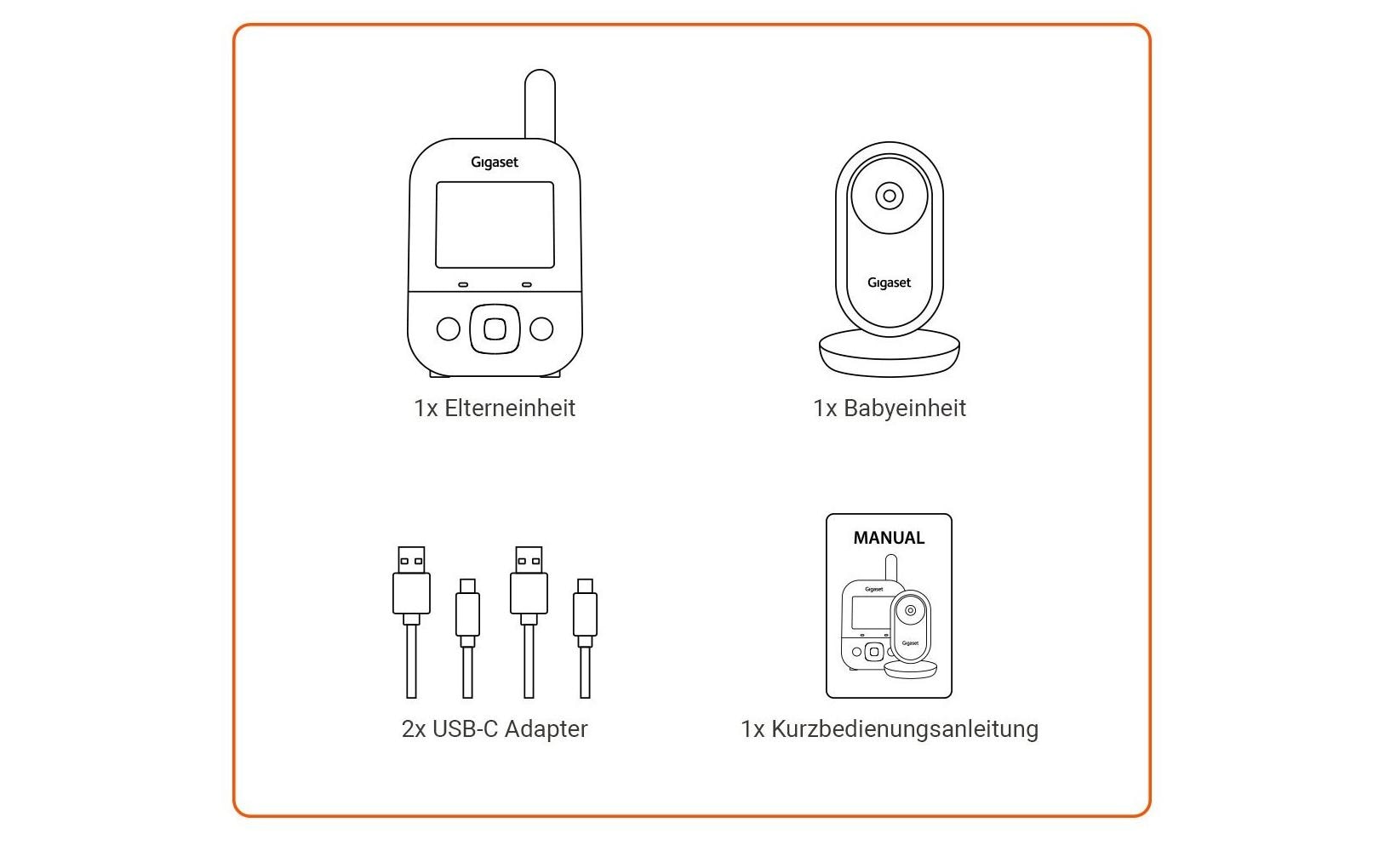 Gigaset Baby 300 Video – Babyphone, Video, FHSS, Akkubetrieb, Reichweite bis 300 m, Creme/Weiss