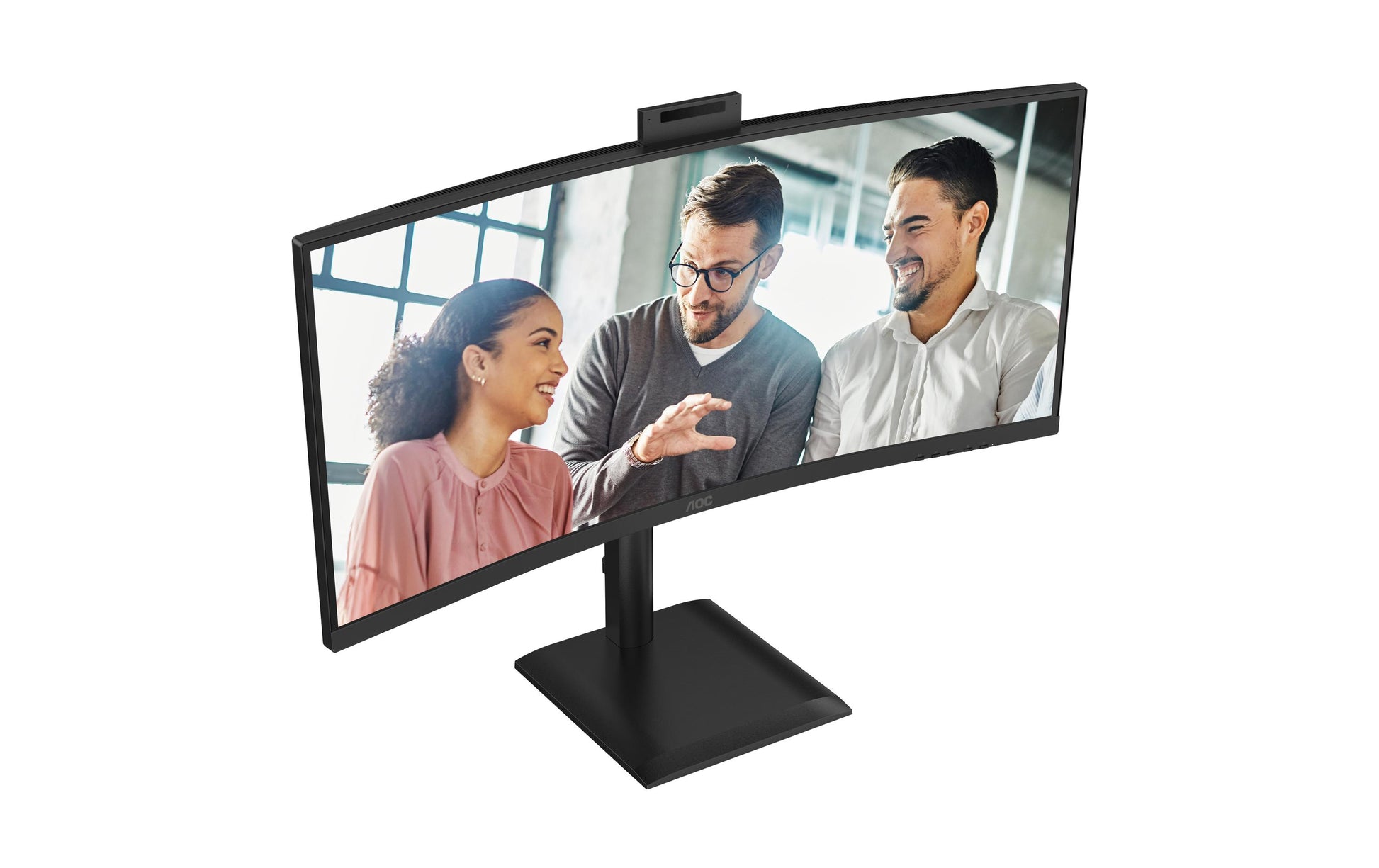 AOC E4 CU34E4CW – 34" Gebogen 1500R, 3440 × 1440 (UWQHD), VA, 120 Hz, USB-C 90 W, Webcam, KVM, LAN