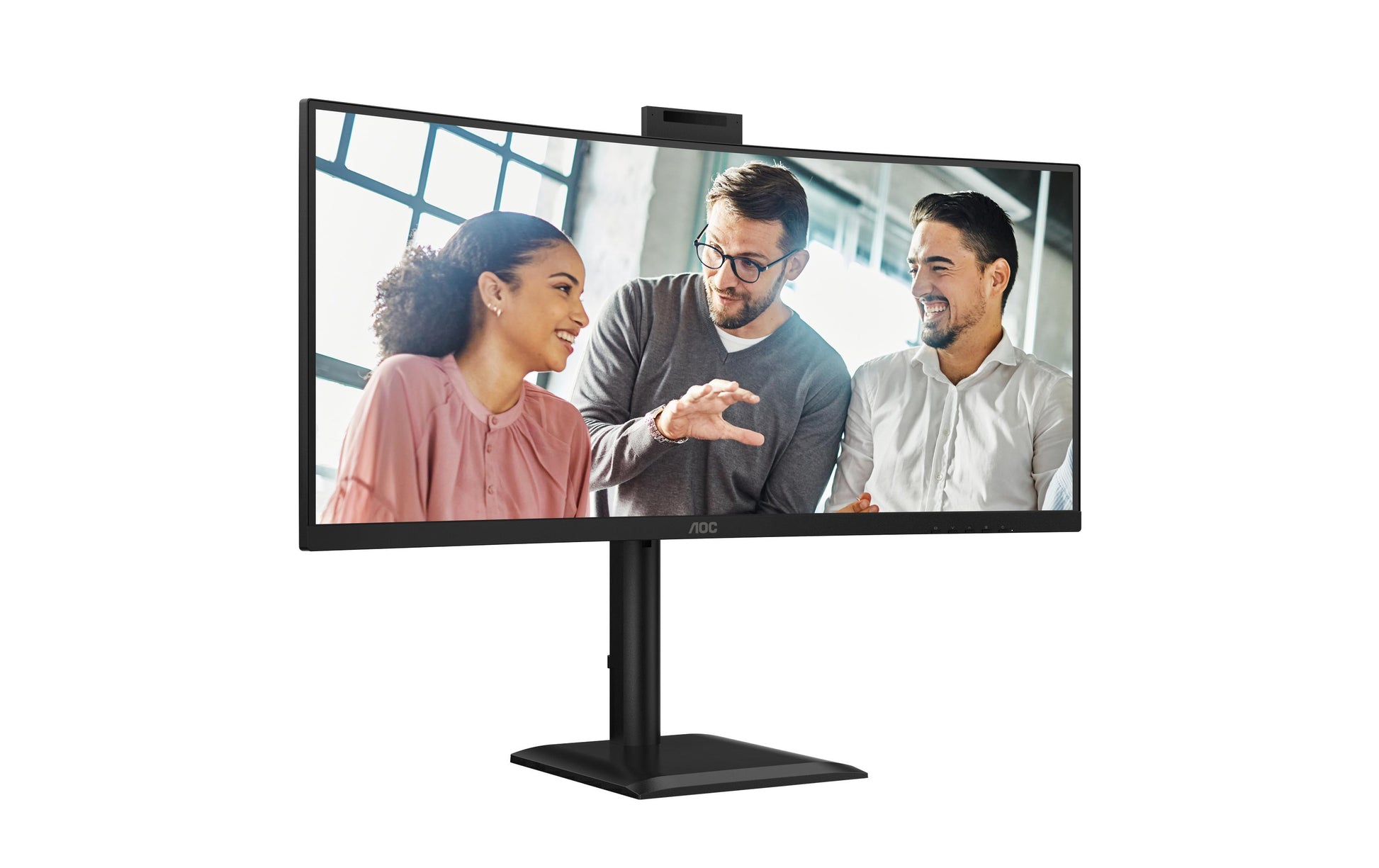 AOC E4 CU34E4CW – 34" Gebogen 1500R, 3440 × 1440 (UWQHD), VA, 120 Hz, USB-C 90 W, Webcam, KVM, LAN