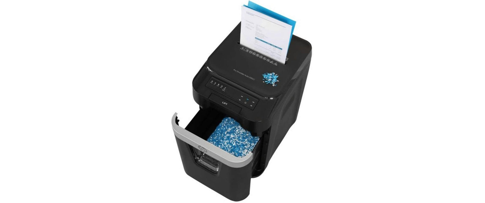 HP ProShred 200CC – Aktenvernichter mit Autofeed 200 Blatt, DIN P-4, Partikelschnitt 4 × 20 mm, 32,2 l
