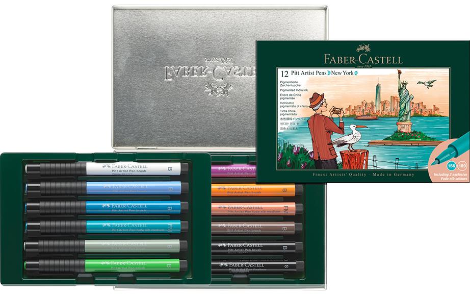 Faber-Castell PITT Artist Pen New York Fineliner – 12 Farben – 0,4 mm – wasserfest