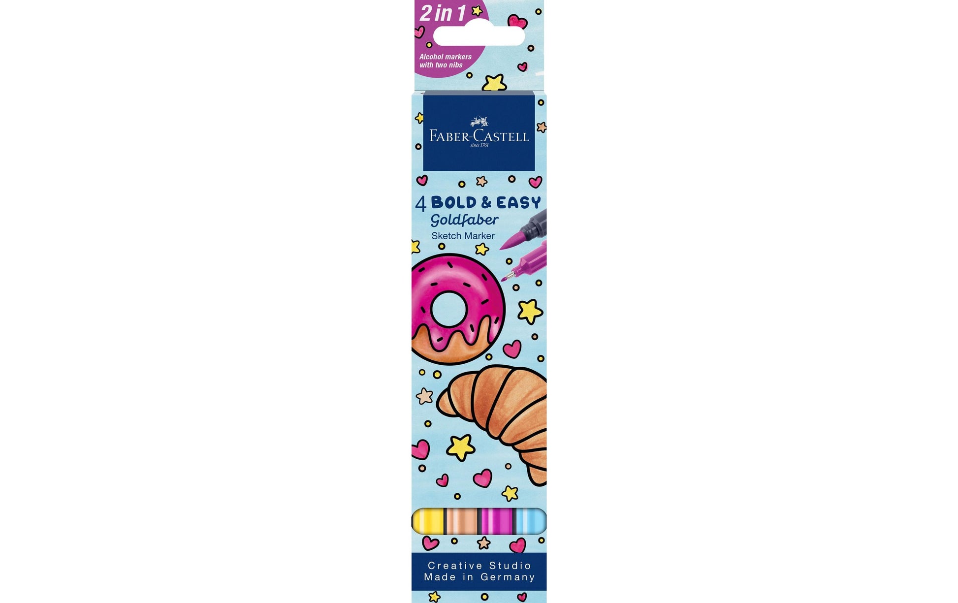 Faber-Castell Sketch Marker Bold Easy II Fineliner Set – 4 Stk., 0,6 mm, 4 Farben, wasserfest
