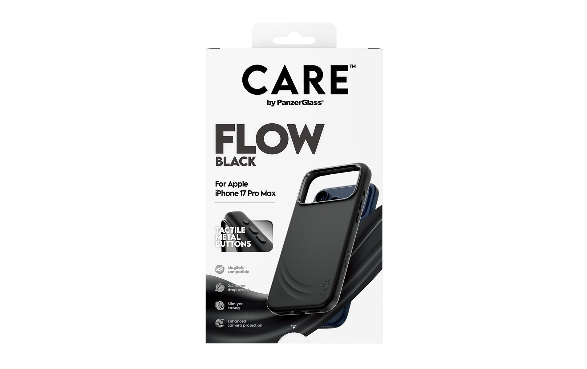 PanzerGlass Backcover Feature FLOW – für Apple iPhone 17 Pro Max – schwarz – Silikon, MagSafe-kompatibel