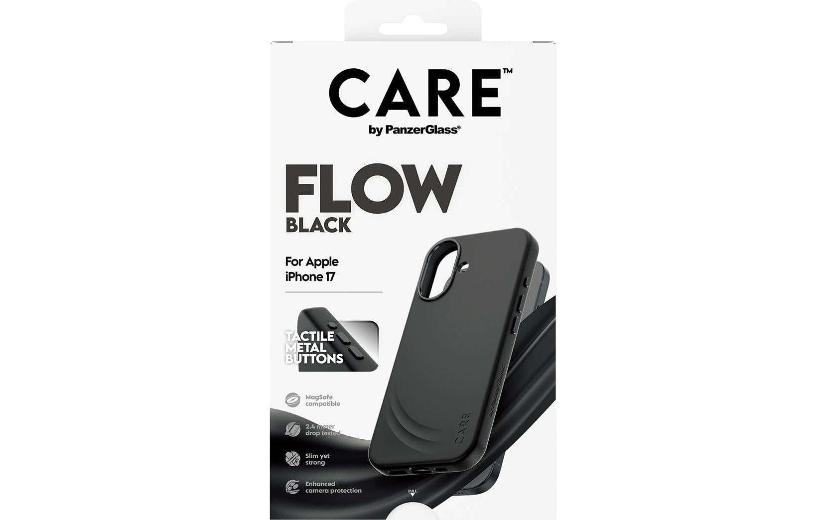 PanzerGlass Backcover FLOW – für Apple iPhone 17 – schwarz – Silikon – MagSafe-kompatibel, stossfest