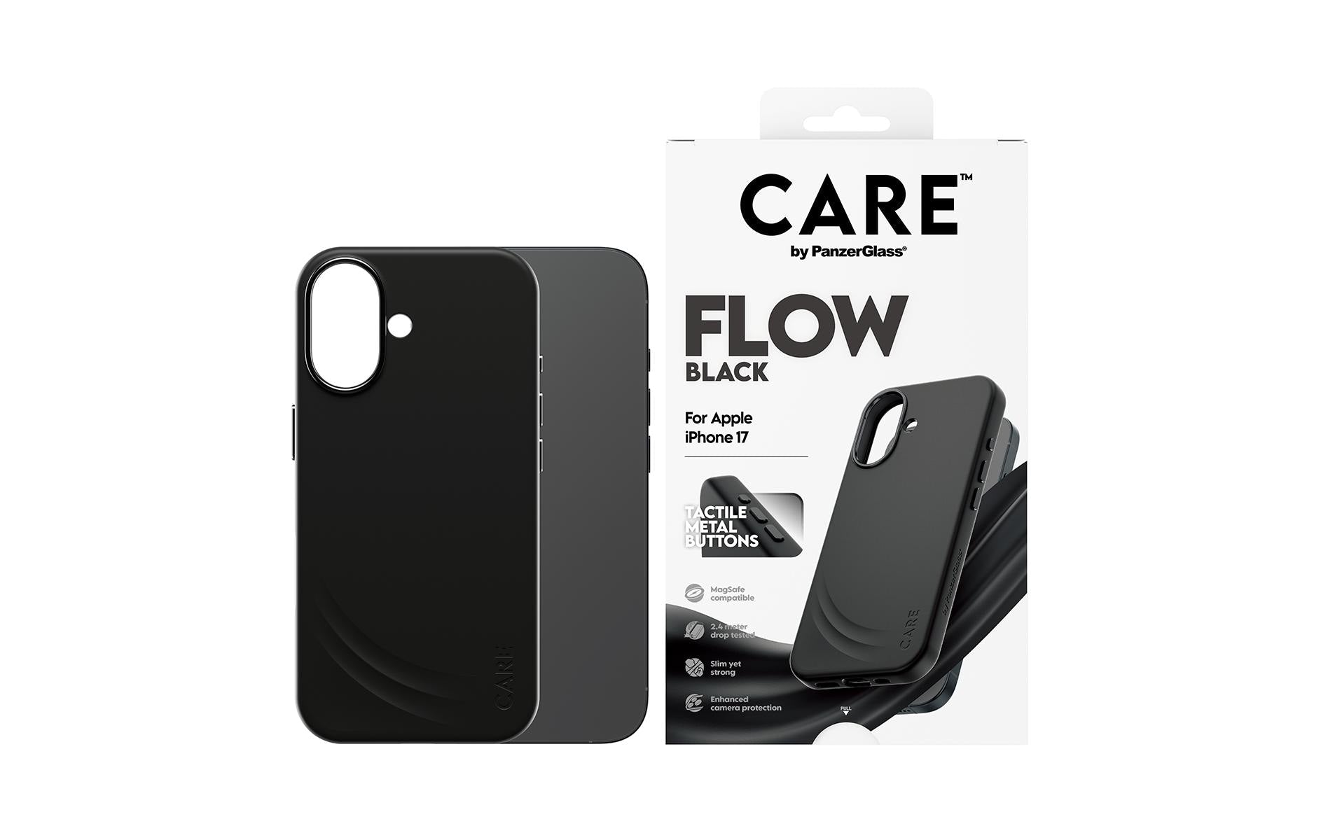 PanzerGlass Backcover FLOW – für Apple iPhone 17 – schwarz – Silikon – MagSafe-kompatibel, stossfest