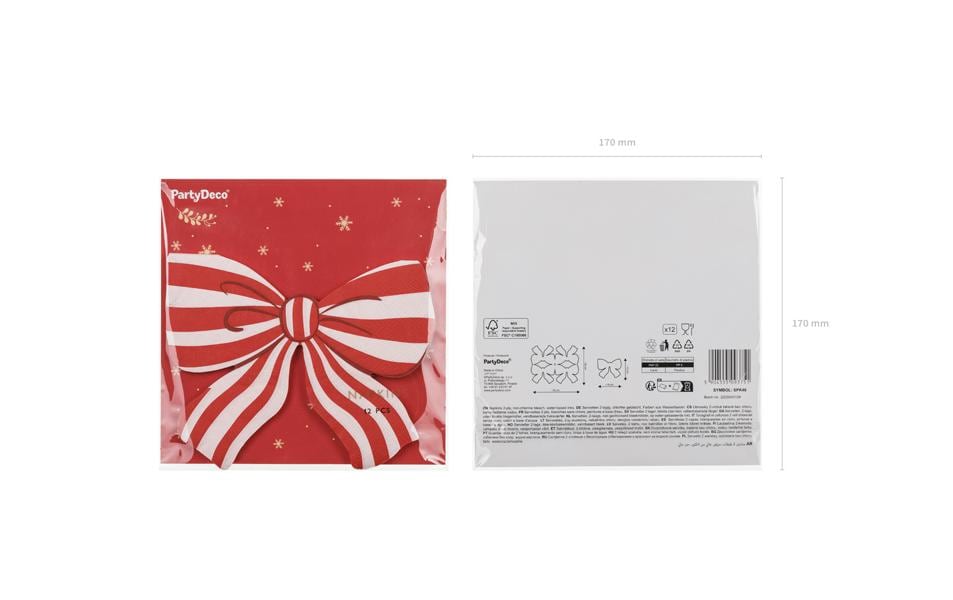 PartyDeco Servietten Schleifen – Mehrfarbig – 16 × 13 cm – 1 Stück