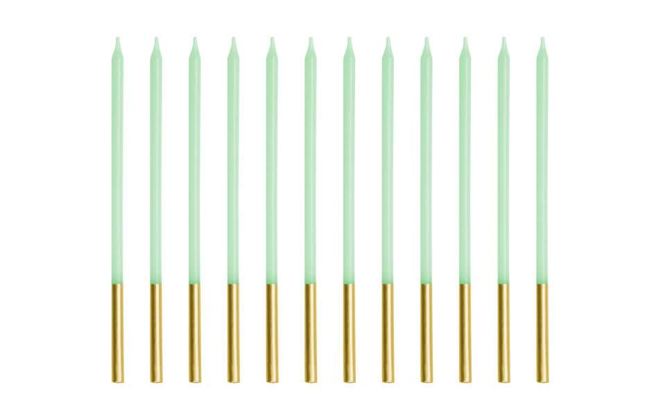 PartyDeco Geburtstagskerzen – Hellgrün – 14 cm