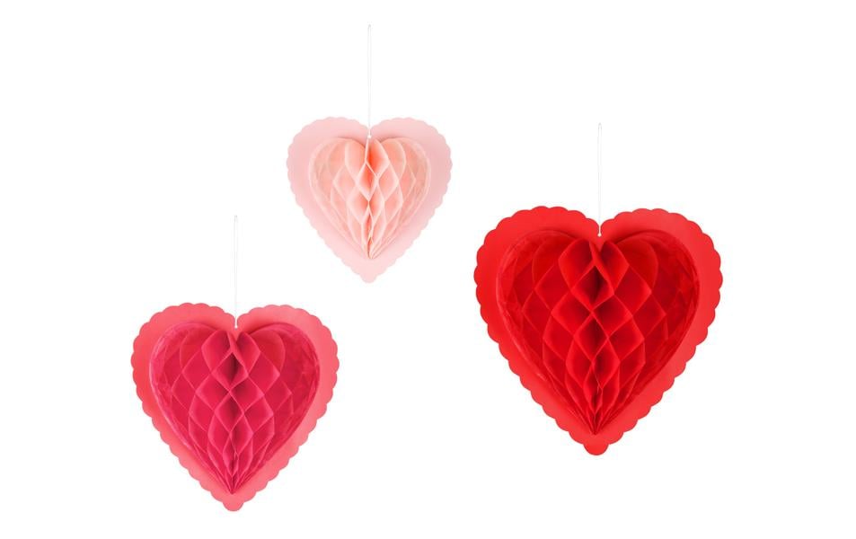 PartyDeco Folienballon Herzen – Rot – 20–30 cm – 3 Stk