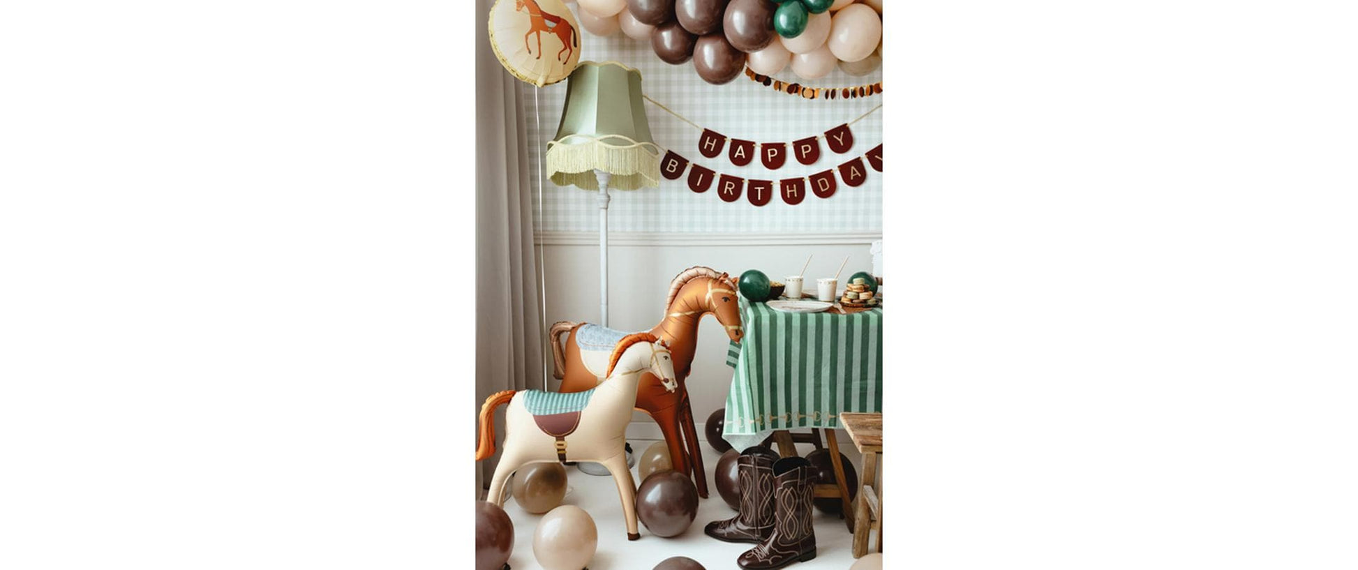 PartyDeco Folienballon Pferd – Creme – 90 cm – Folie – 1 Stk