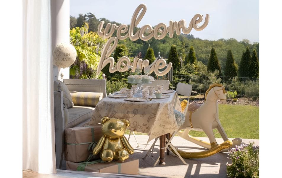 PartyDeco Folienballon Bär – Gold – 38 × 42 cm – 1 Stk