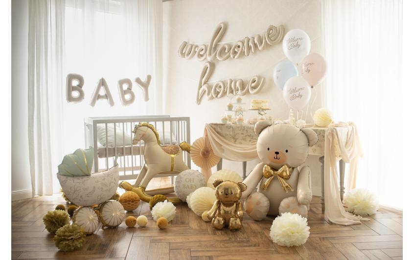PartyDeco Folienballon Bär – Gold – 38 × 42 cm – 1 Stk
