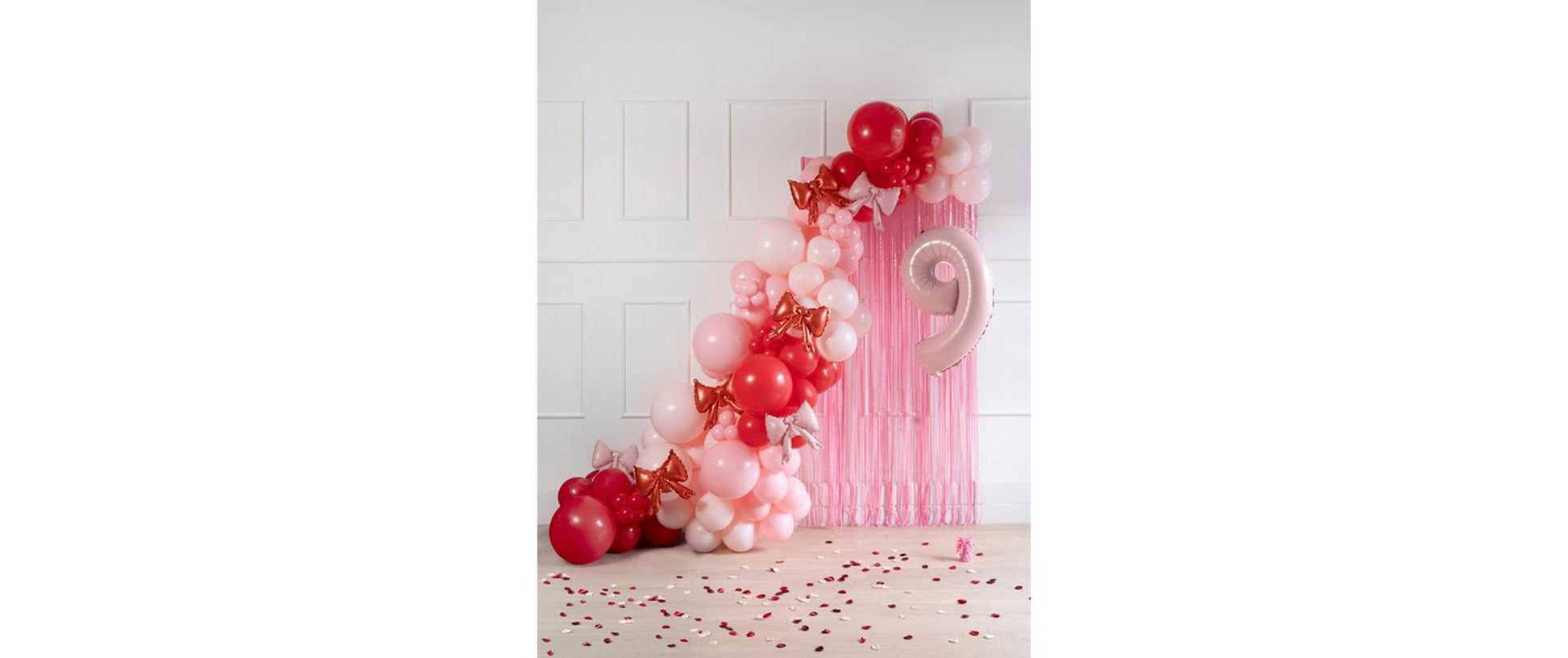 PartyDeco Folienballon Schleife – Rot – 25 × 25 cm – 5 Stk