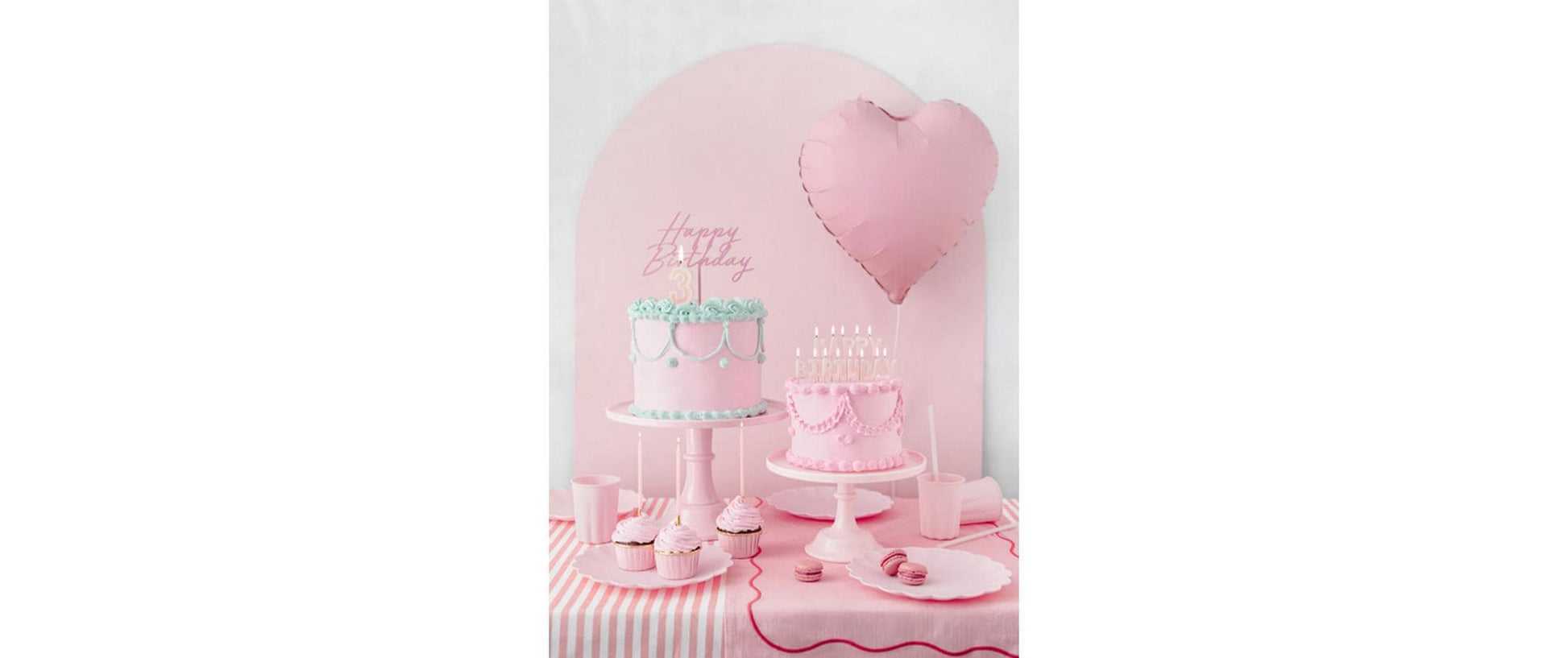 PartyDeco Geburtstagskerzen Happy Birthday – rosa – 7 cm – 1 Stk