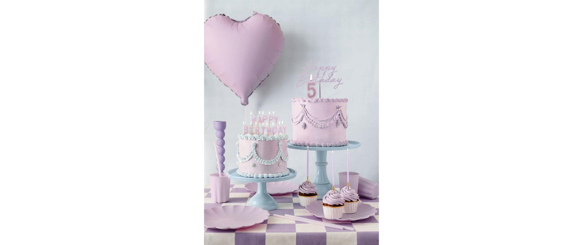 PartyDeco Geburtstagskerzen Happy Birthday – Lila – Höhe 2,5 cm (mit Stäbchen 7 cm)