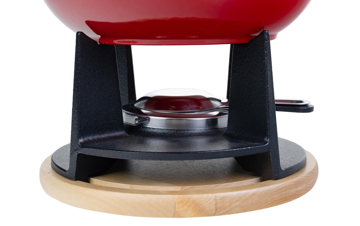 Cocon Fondue-Set – Ø 23 cm, Gusseisen, für Käsefondue, Induktion, Gas, Glaskeramik u. a., 6 Pers., 10 Teile