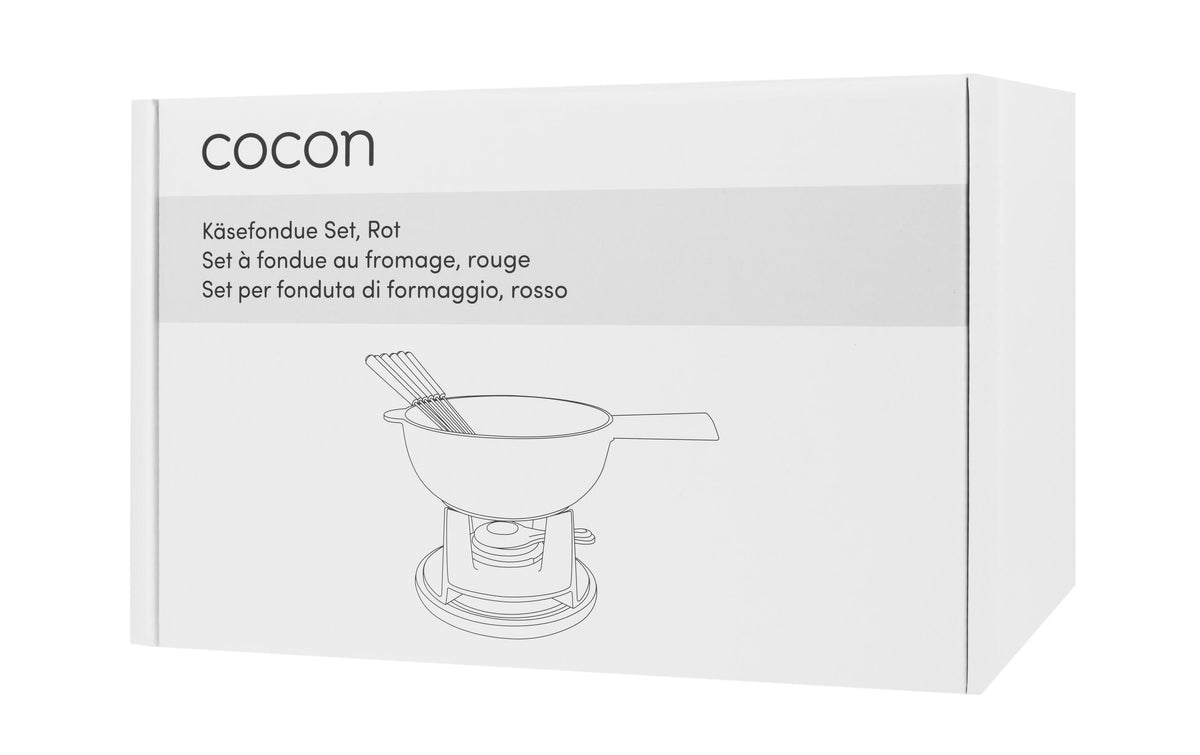 Cocon Fondue-Set – Ø 23 cm, Gusseisen, für Käsefondue, Induktion, Gas, Glaskeramik u. a., 6 Pers., 10 Teile