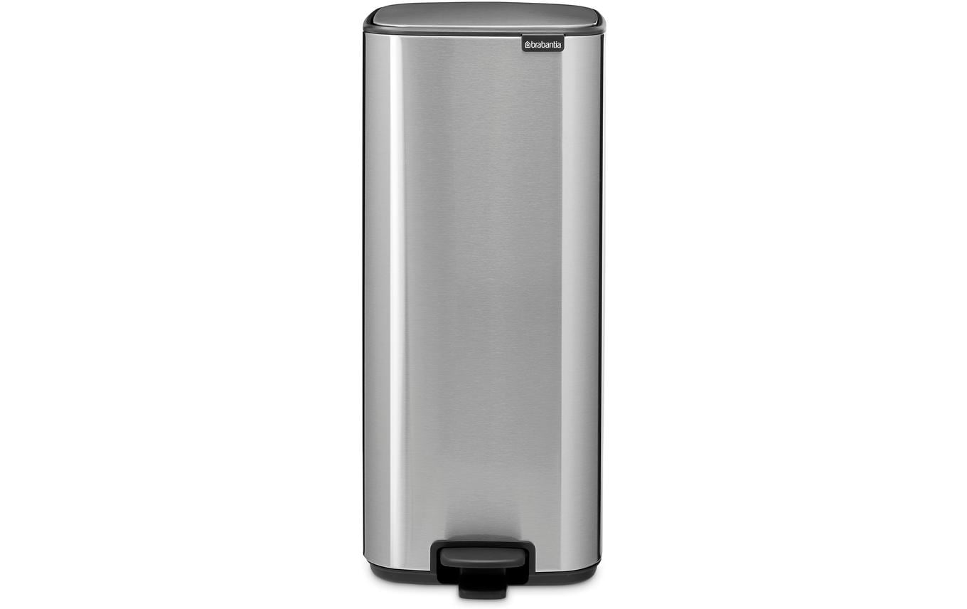 Brabantia Papierkorb Bo – 30 l – mit Deckel – Stahl, silber matt – B × H 288 × 647 mm