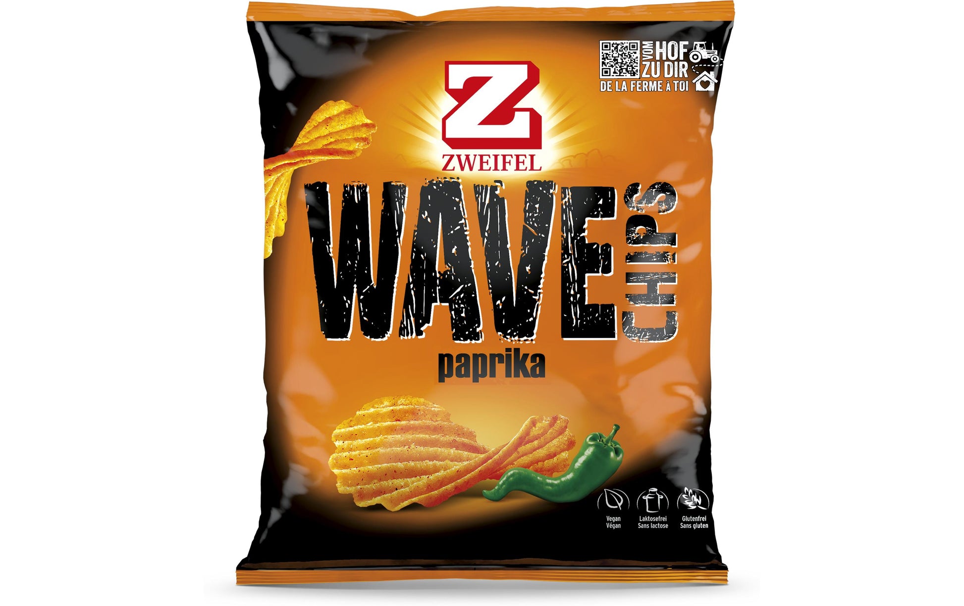 Zweifel Wave Chips – Paprika, vegan, glutenfrei – 120 g
