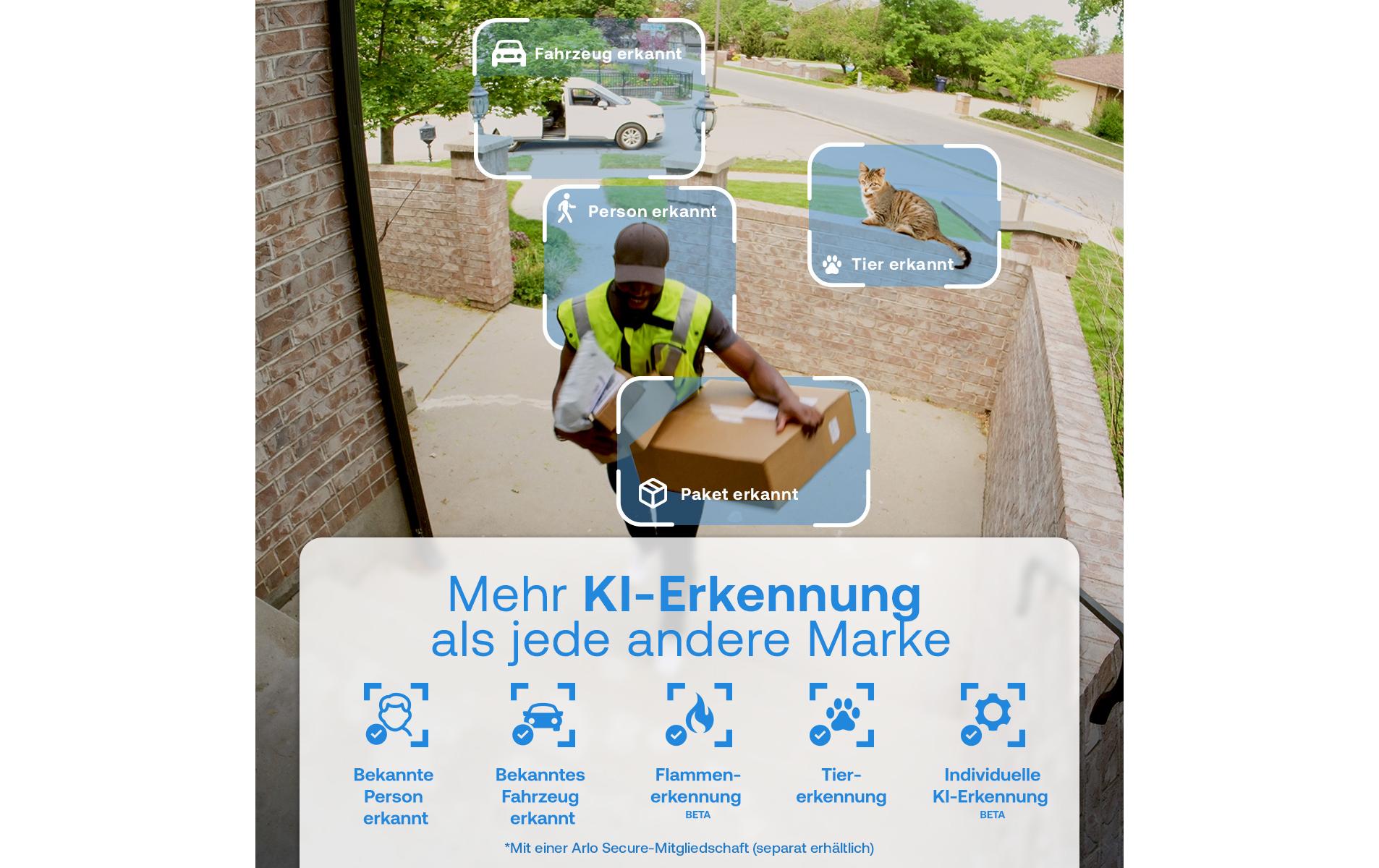Arlo VMC3283 IP-Kamera – 3 MP, PTZ, IP65, für Amazon Alexa, weiss
