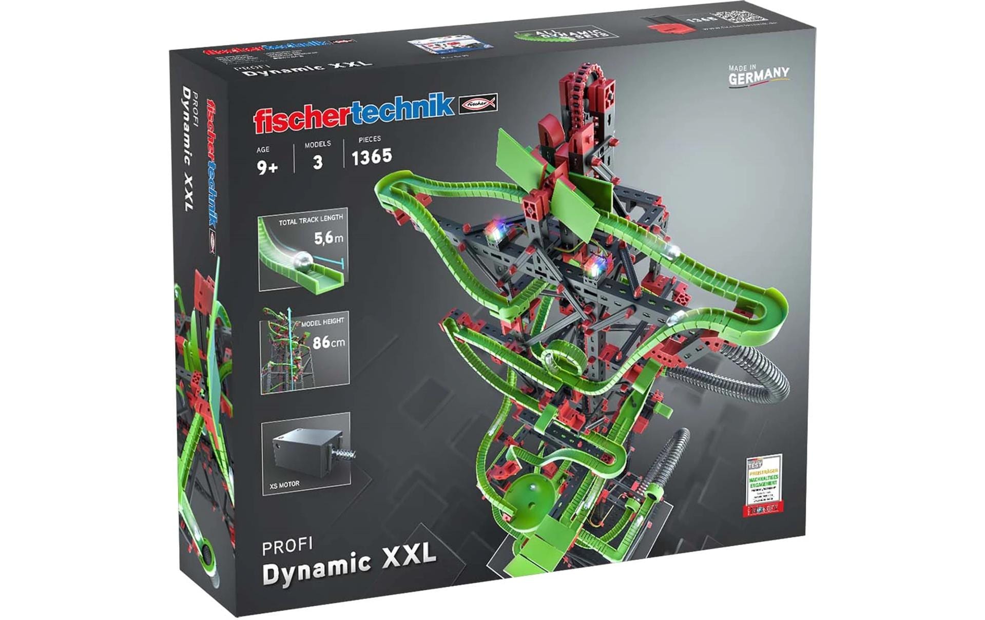 fischertechnik Dynamic XXL Murmelbahn-Set – 1365-teilig – 8 Murmeln – ab 9 J. – Kunststoff – mehrfarbig