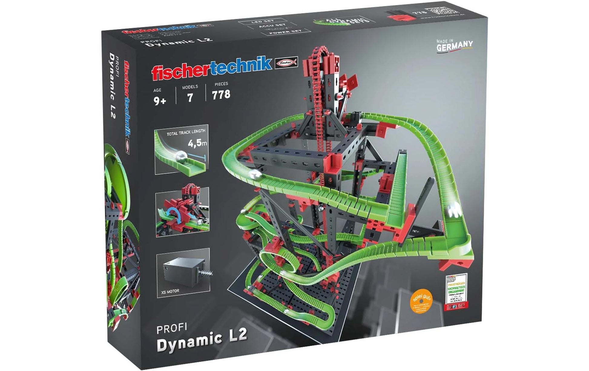 fischertechnik Dynamic L2 Kugelbahn – 778-teilig, inkl. 8 Murmeln – ab 9 J. – Kunststoff, mehrfarbig