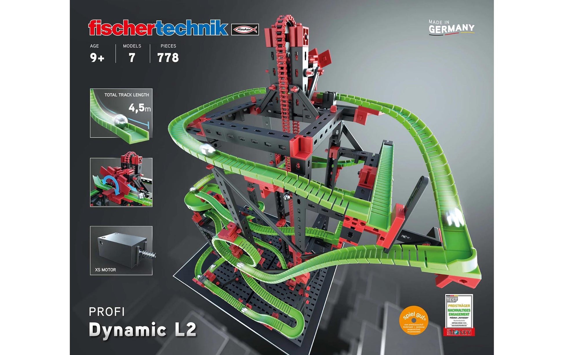 fischertechnik Dynamic L2 Kugelbahn – 778-teilig, inkl. 8 Murmeln – ab 9 J. – Kunststoff, mehrfarbig