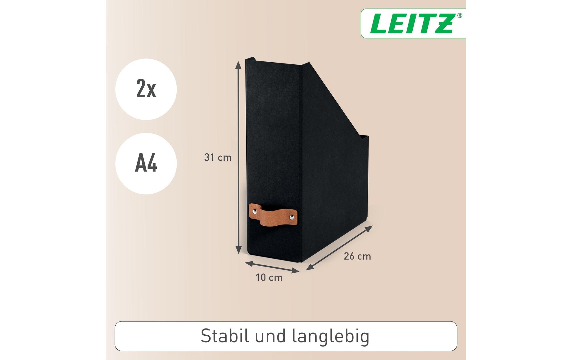 Leitz Stehsammler – Karton, Schwarz, 100×260×310 mm, 2 Stk.