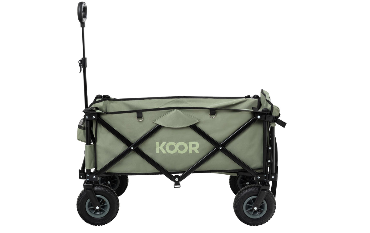 Koor Bollerwagen Kjerre – bis 120 kg, 500×1110×1110 mm – olivgrün, 600D Polyester
