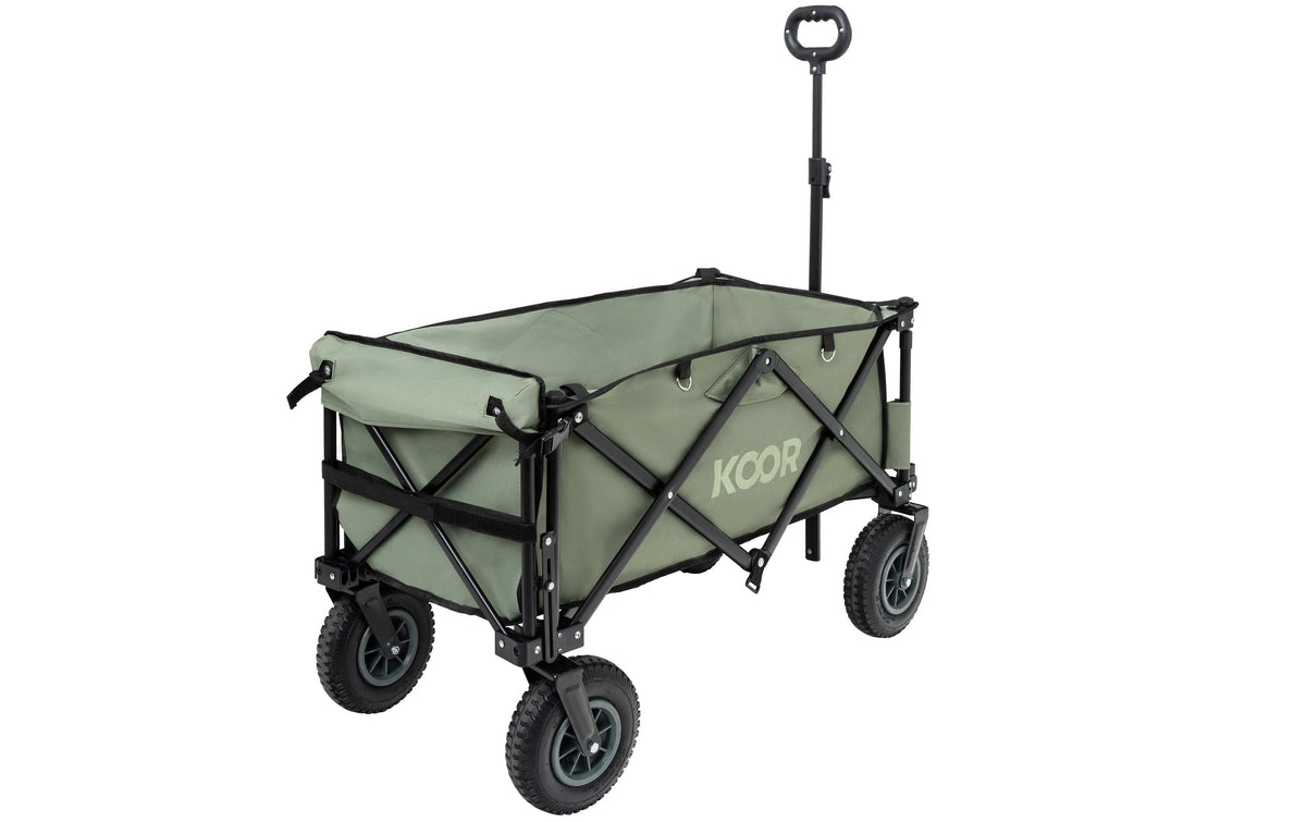 Koor Bollerwagen Kjerre – bis 120 kg, 500×1110×1110 mm – olivgrün, 600D Polyester