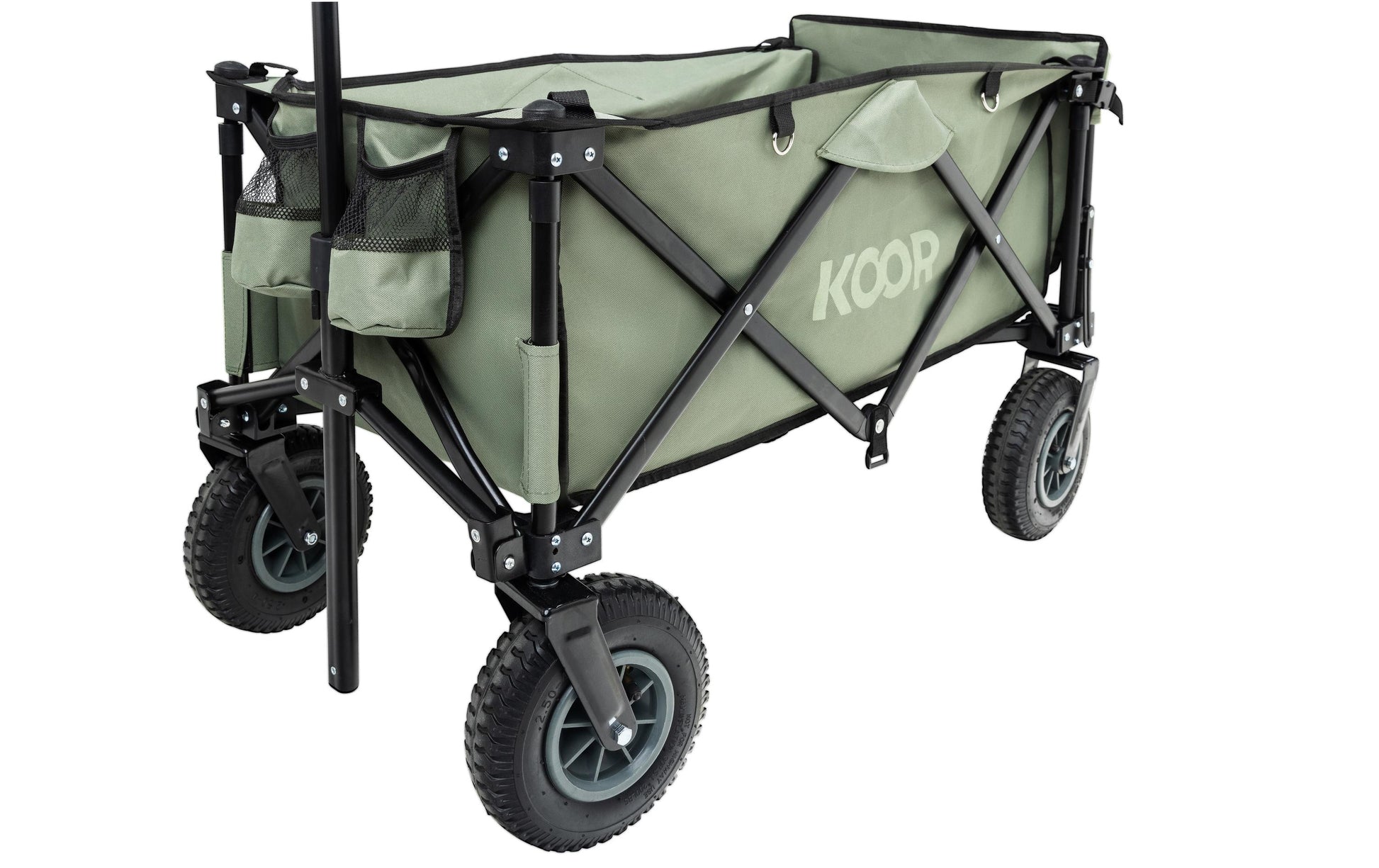 Koor Bollerwagen Kjerre – bis 120 kg, 500×1110×1110 mm – olivgrün, 600D Polyester