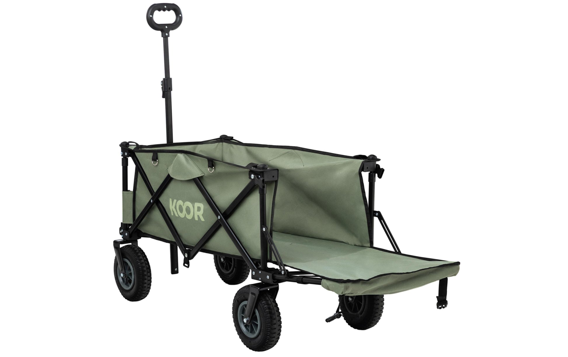 Koor Bollerwagen Kjerre – bis 120 kg, 500×1110×1110 mm – olivgrün, 600D Polyester